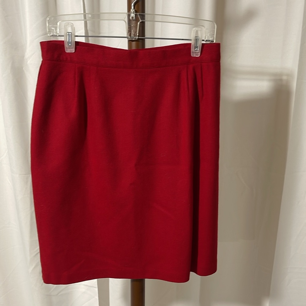SELLECCA VINTAGE ROCKABILLY PENCIL RED WOOL SKIRT SIZE 14